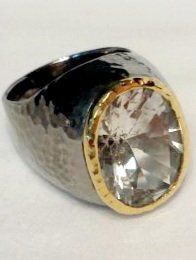 Anelli: Statement Ring, Silberlook mit grossem weissen Quarz ✨ – Nuovo e nell'imballaggio originale da Zürich venduto da adriben 6