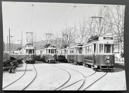 Tramparade beim Wankdorfstadion Bern., ca. 1960