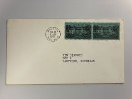 1957 Canal Zone with Pair of stamps mailed to Michigan