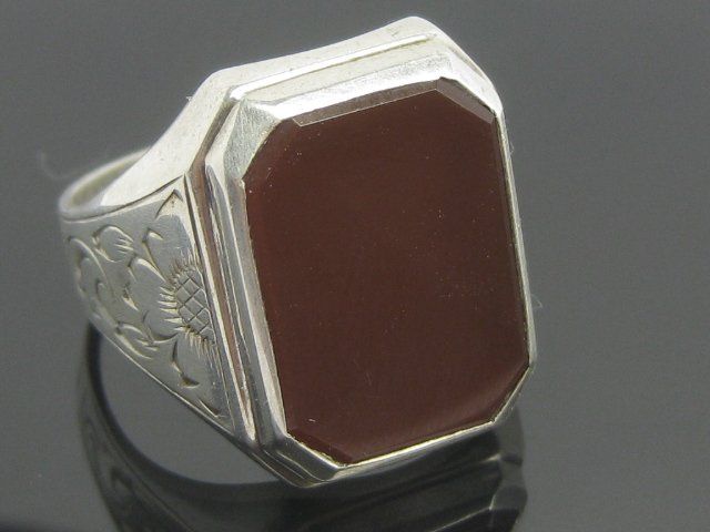 Antik Ring Siegelring Silber 835 floral ziseliert Karneol | Kaufen auf ...