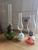Öllampen Set 3 Stück Glas mit Metall Verzierungen Sammlerst
