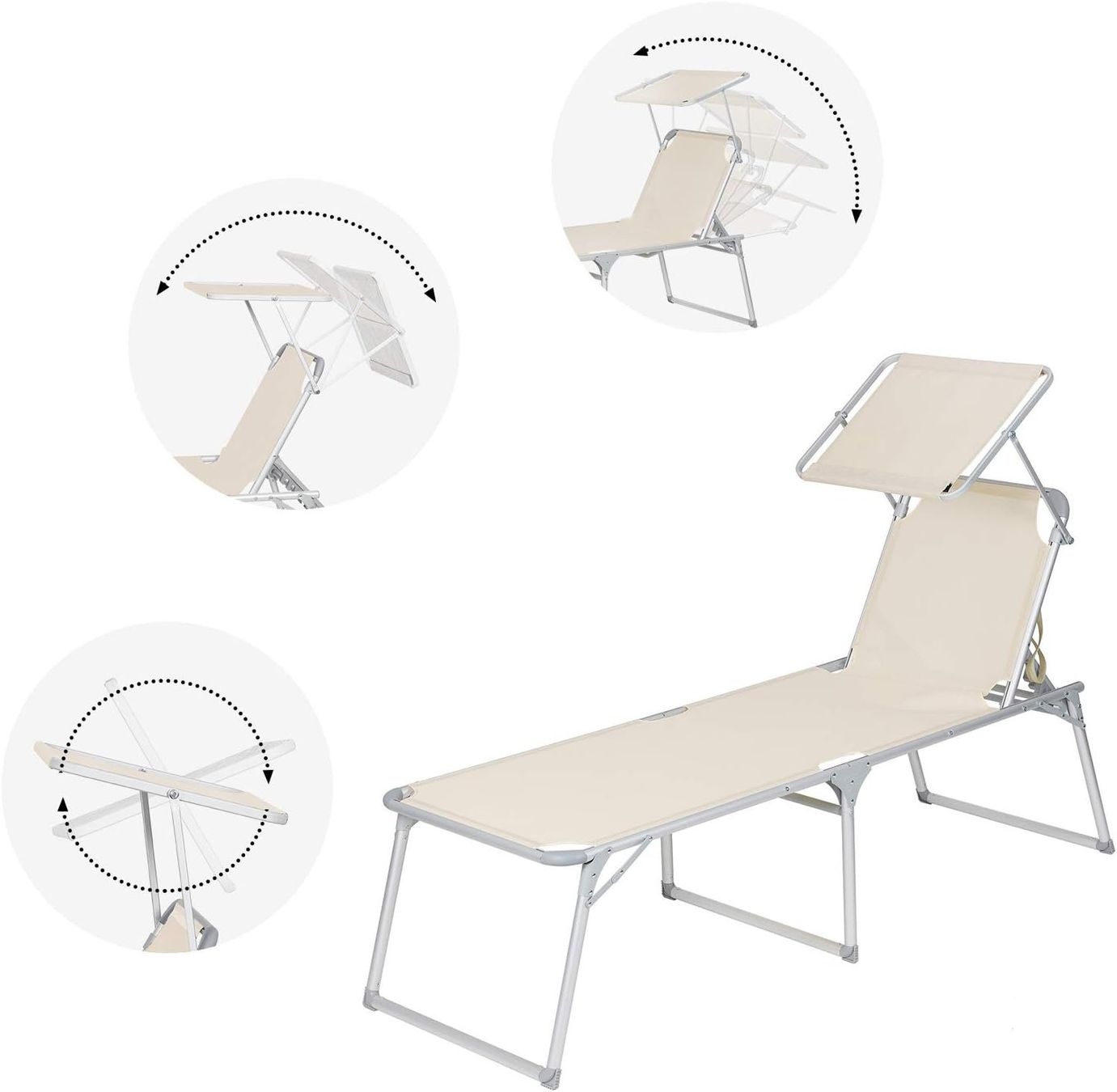 Sedie a sdraio & strandkorb: SONGMICS Gartenliege + Sonnendach beige – Nuovo e nell'imballaggio originale da Bottighofen venduto da zaap 4