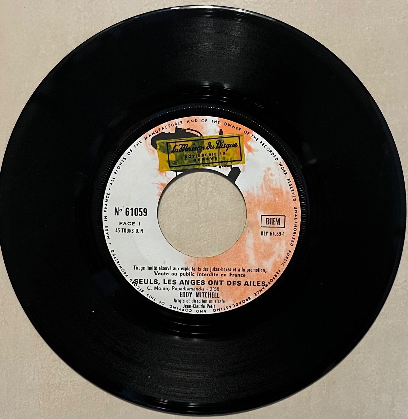 Dischi in vinile: EDDY MITCHELL - SEULS LES ANGES ONT DES AILES / OTIS – Usato da Bussigny venduto da vinyl-pas-cher