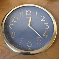 Seiko Wall Clock Quartz Japan Ref QAF114N Blue Gold