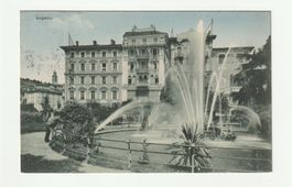 Ansichtskarte Lugano Brunnen gelaufen 1913 Gelaufen