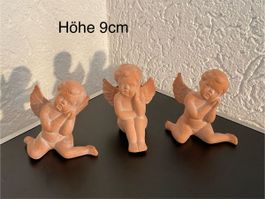Drei Deko Engel Ton Terrakotta 9 cm