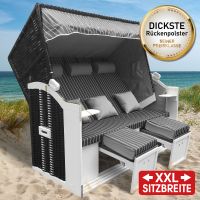 Strandkorb 3-Sitzer + Schutzhülle - Anthrazit/Grau Gestreift