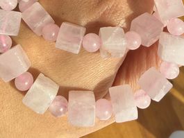 💗 2er Set Rosenquarz Armbänder – Echter Naturstein