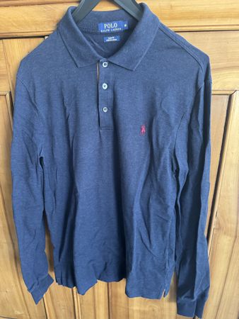 Polo Ralph Lauren Langarm Polo blau Slim Fit Grösse M