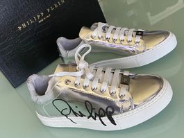 PHILIPP PLEIN DAMEN SILVER 'SIGNATURE MIRROR SNEAKERS 36 NEU
