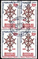 FRANKREICH 1985 EDIKT VON NANTES 4ERBLOCK MIT ZENTRUMSTEMPEL
