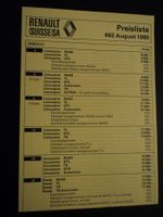 Prospekt Preisliste Renault 1980 R4 R5 R14 Alpine Fuego 4F