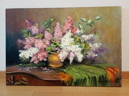 85 x58/ Eugenie Boldt / Öl Gemälde hübsche Flieder Blumen