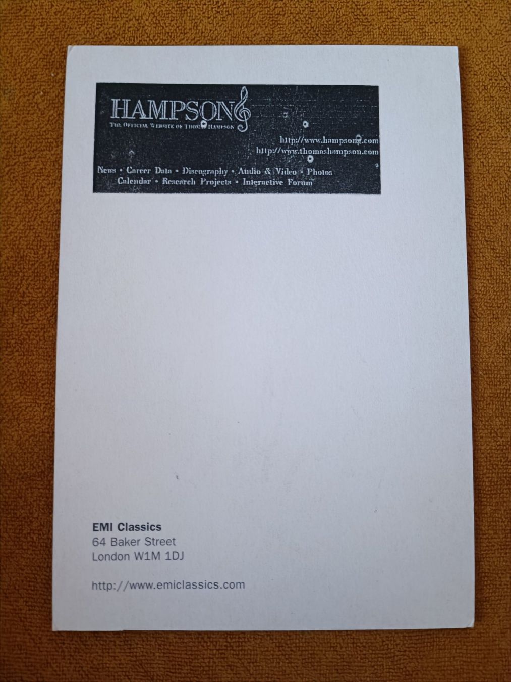 Autografi: Thomas Hampson - Klassik – Usato da Menziken venduto da Artographs 1