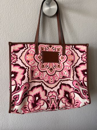 Shopper Etro, rosa braun, Stoff und Leder