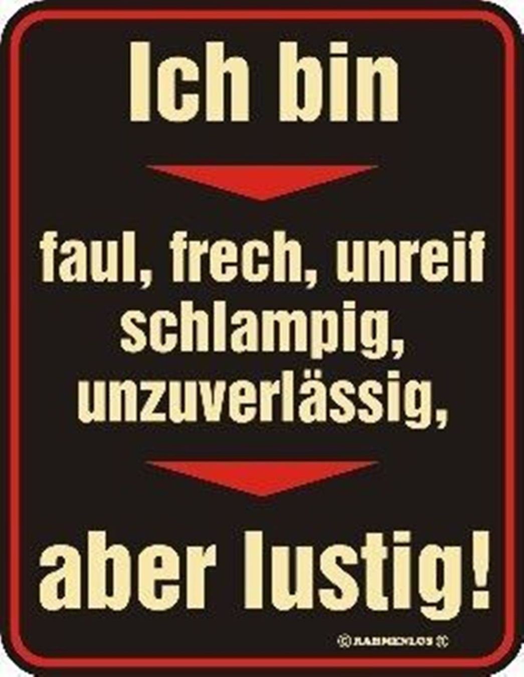 Insegne: Fun-Blechschild-ICH BIN FAUL,RECH,UNREIF – Nuovo e nell'imballaggio originale da Rupperswil venduto da big-one-sale
