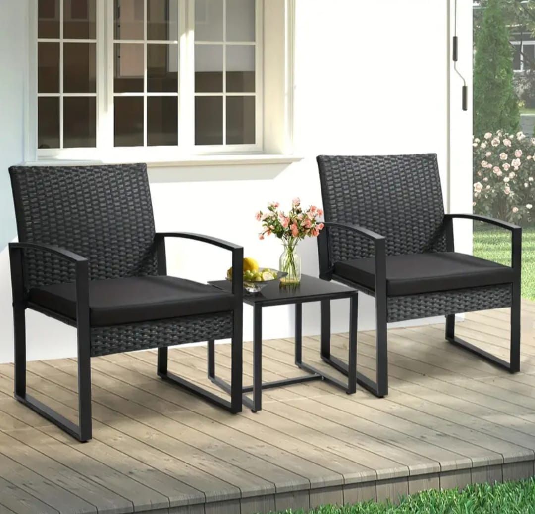 Tischset: 3-teiliges Rattan Bistro-Set – Neu und originalverpackt aus Hochdorf von b1.p 2