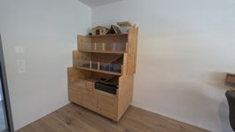 Kleintierhaus mit mehreren Ebenen und Schubladen Holz