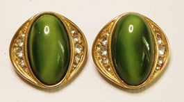Vintage Piscitelli Ohrclips (Made in U.S.A.) – Grüner Caboch