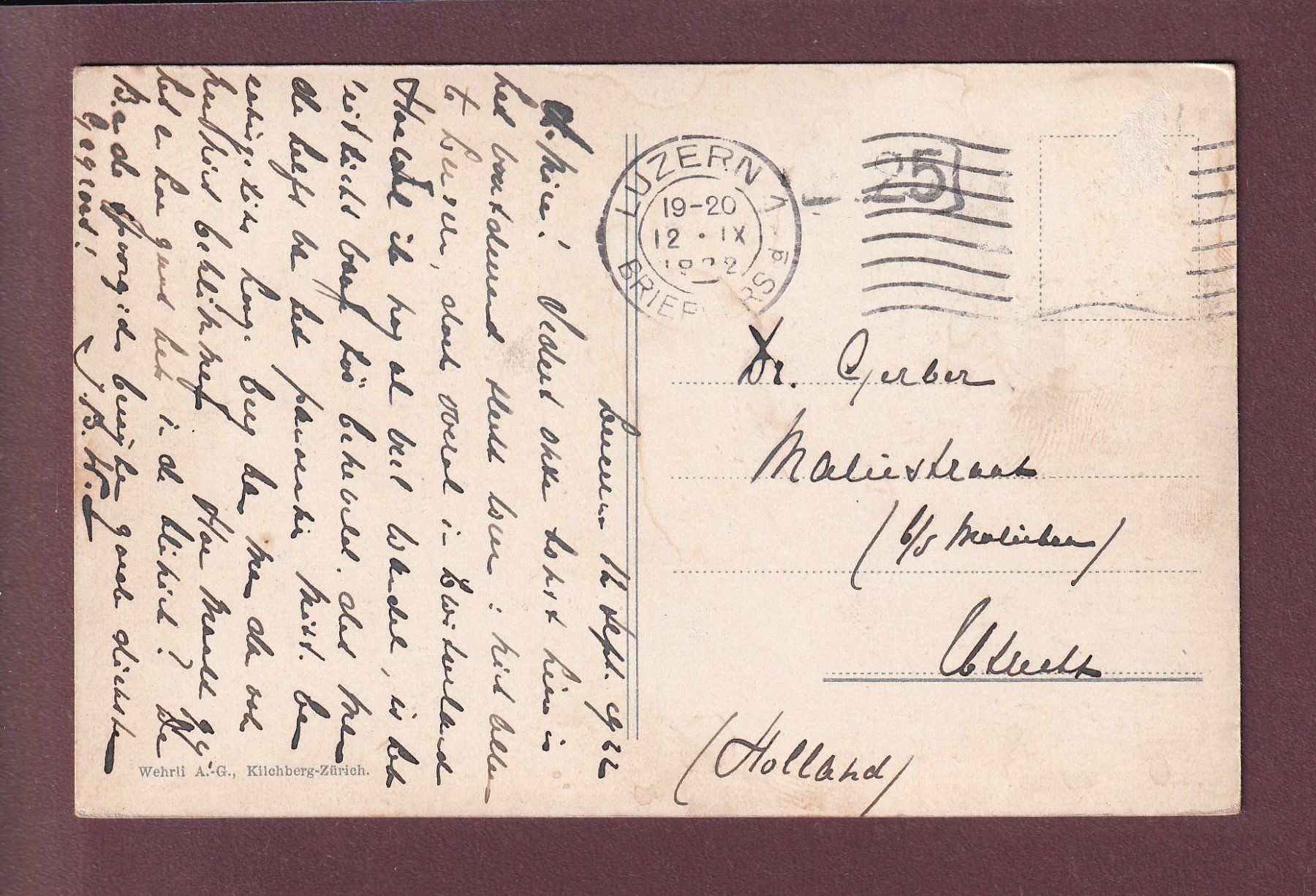 Cartoline postali: FLÜELEN - Bristenstock - 1922 – Usato da Pully venduto da nicecards 1