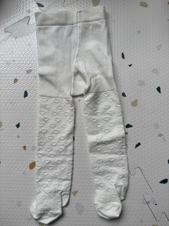 Next Strumpfhose,Gr. 6-12 Mon.,Weiss mit Herzmuster!