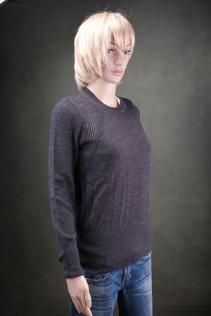 Dunkelgrauer Merinowolle Pullover Grösse S-M