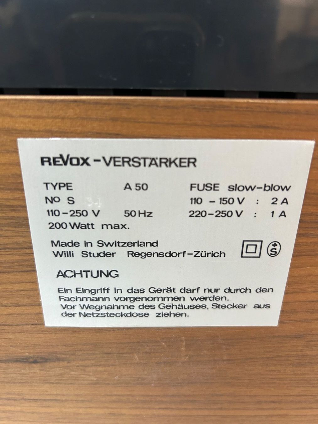 Revox Amplificatori: Revox-Verstärker A50 – Usato da Zürich venduto da Levelart 6