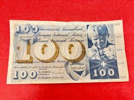 100 Franken Banknote 1970 gebraucht