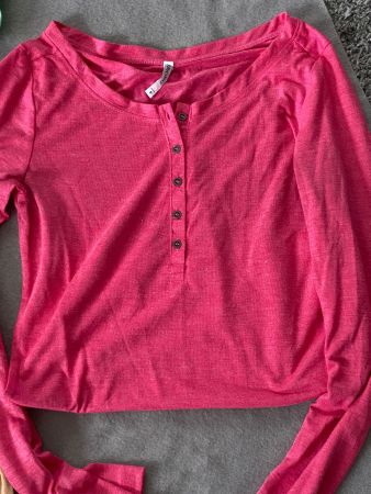T-shirt rose manche longue