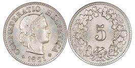 5 Rappen von 1921 (Unzirkuliert +)