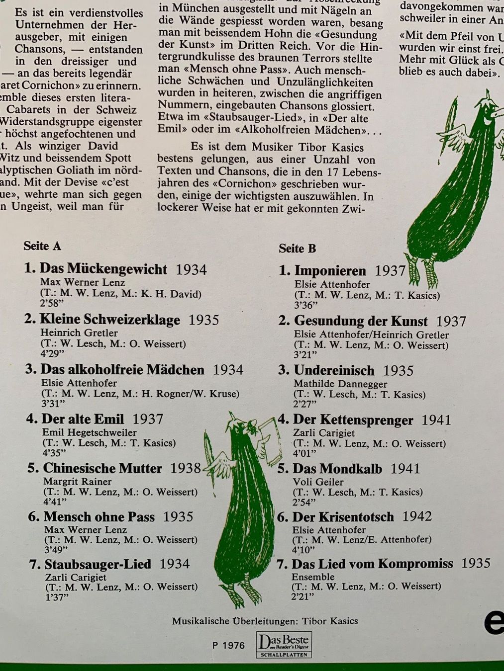 Dischi in vinile: Cabaret Cornichon/ Elsie Attenhofer – Usato da Pazzallo venduto da 51chro74 3