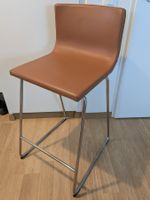 Zweierset IKEA Bernhard Barhocker mit Lehne, leder/goldbraun
