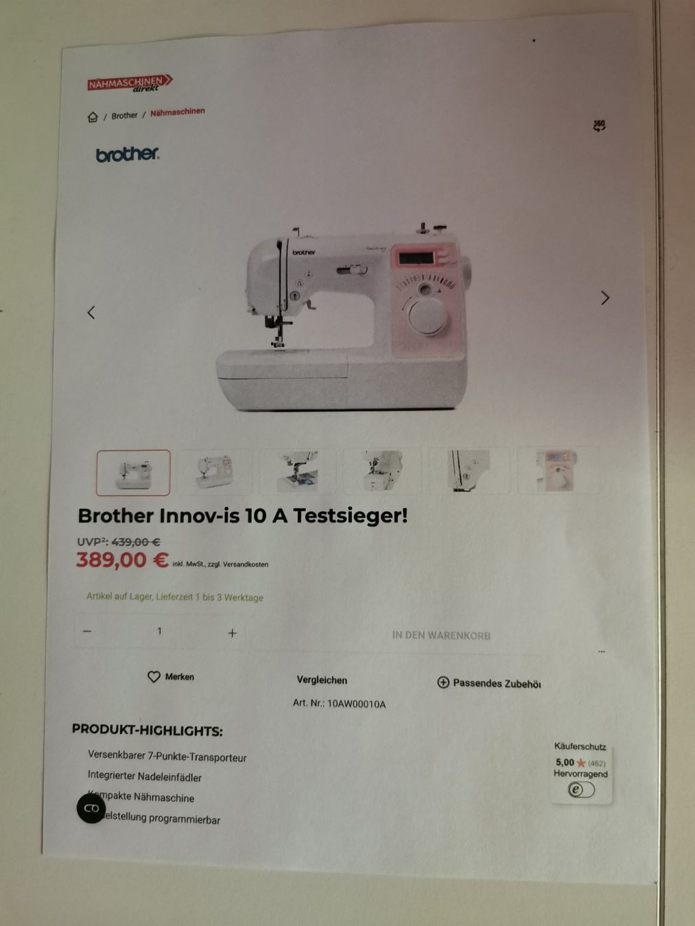 Brother Machines à coudre: Nähmaschine Brother Anneversary – D'occasion à Niederweningen par Sugussuess 4