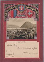 Lugano - carte gaufrée - 1909