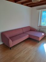 Freistil Ecksofa Stoff Rosa Metallfüsse guter Zustand