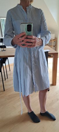 French Connection Hemdkleid, Gr. M, Blau/Weiss gestreift