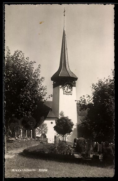 Ansichtskarten: AK Niederscherli, Kirche – Gebraucht aus Berlin von bartko-reher