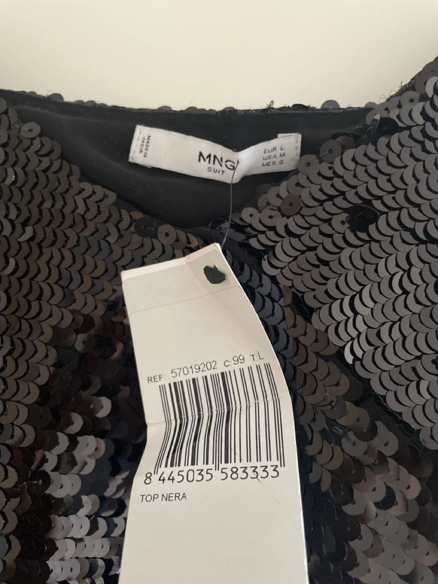 Mango Top: Top sequins noir Mango taille L – Nuovo e nell'imballaggio originale da Clarens venduto da Scrat_84 1