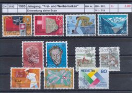 1985 Jahrgang, "Frei- und Werbemarken", gestempelt