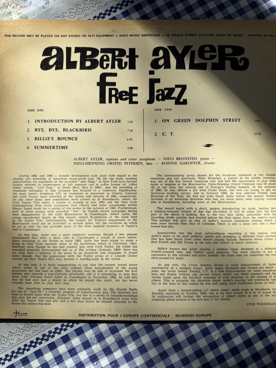 Schallplatten: Albert Ayler: Free Jazz – Gebraucht aus Winterthur von romaroma 1