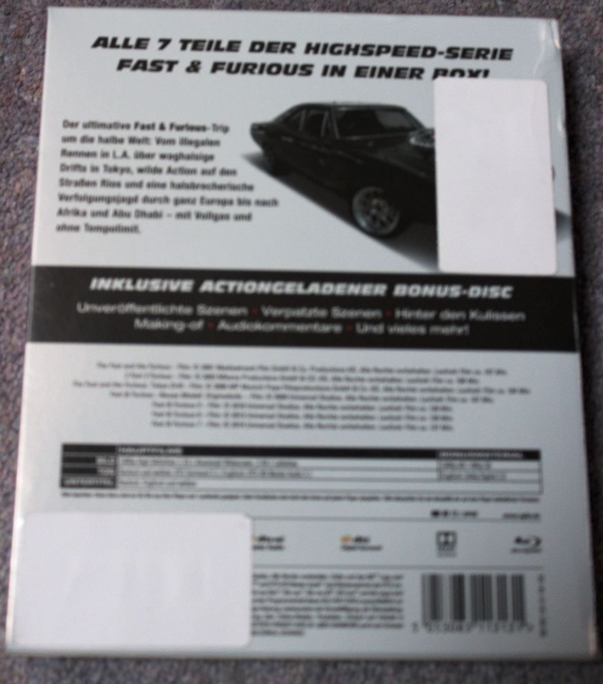 Tutti i DVDs: Fast & Furious 1-7 (7 Blu-Rays) originalverpackt – Nuovo e nell'imballaggio originale da Tübach venduto da JamesStone 1