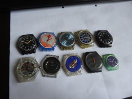 10 STK ANTIK UNKONTROLLE S-WATCH UHREN.QUARTZ,FOTO GUTESCHEN