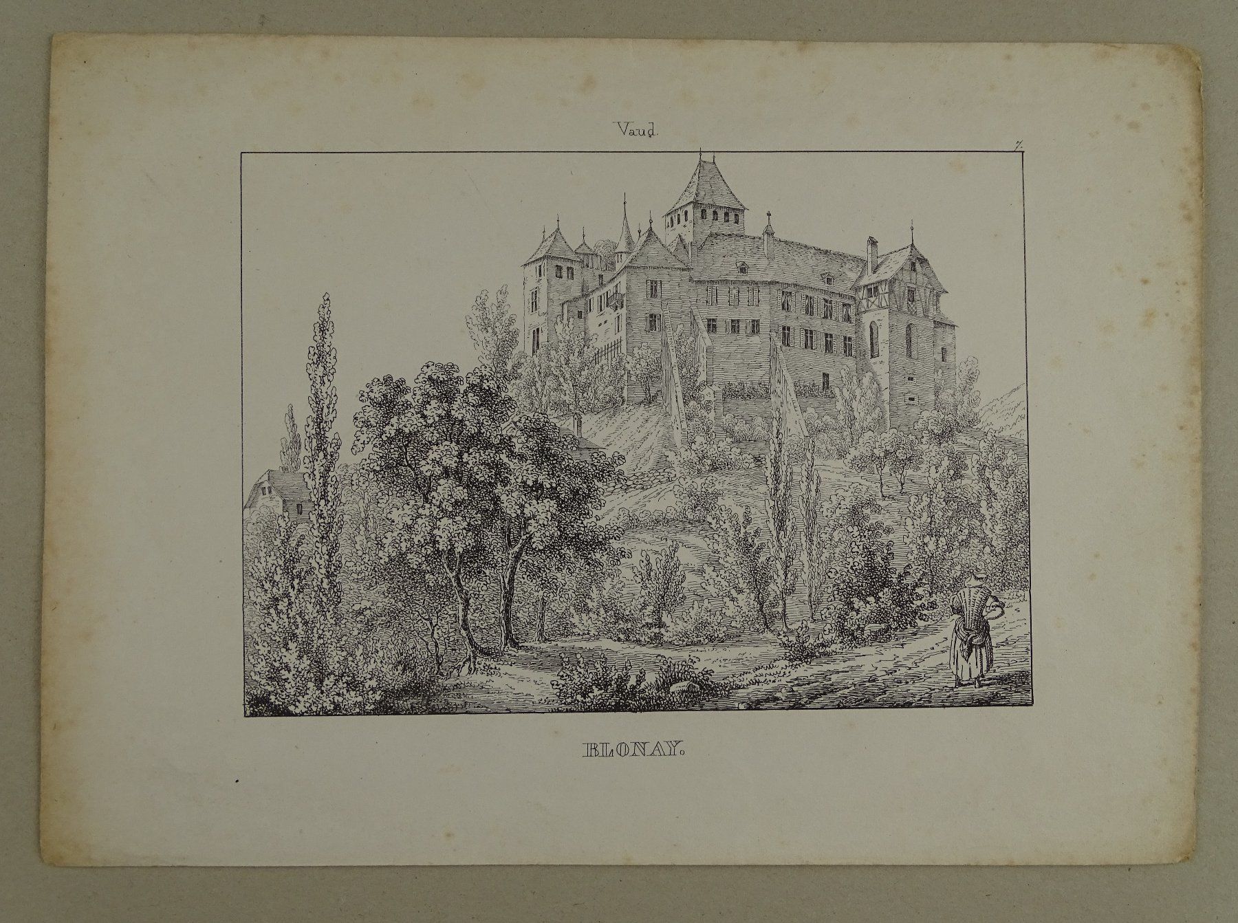 Stiche: BLONAY, VAUD, FEDERLITHOGRAPHIE 1840 – Gebraucht aus Grüningen von Kartensammler