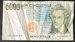 Billet 5000 lires  Banknote italien monnaie Italy