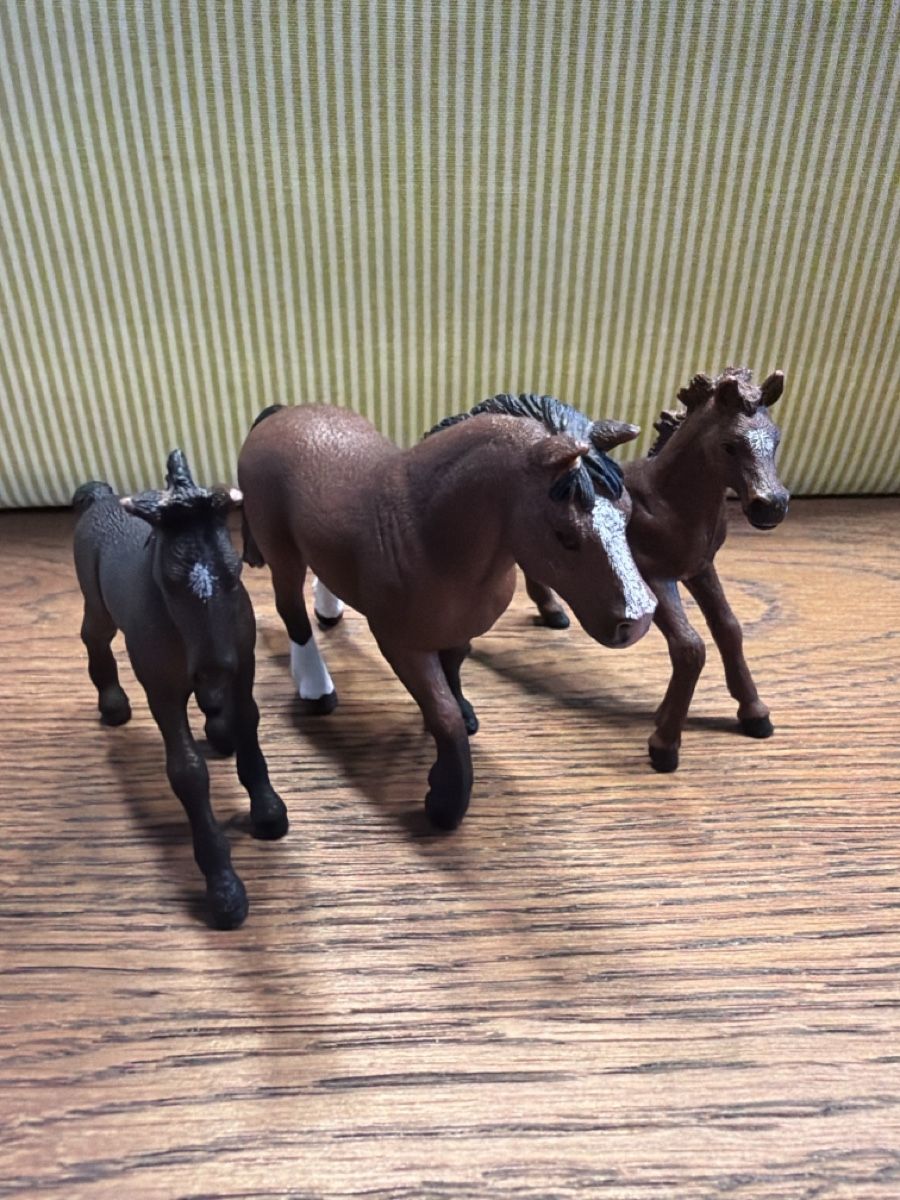 Schleich Giocattoli: Schleich Pferd mit 2 Fohlen  – Usato da Auw venduto da grisu81