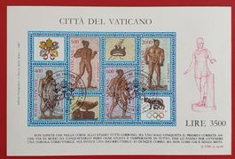 VATIKAN OLYMPIA BLOCK AUSSTELLUNG OLYMPHILEX ROM 1987 ET