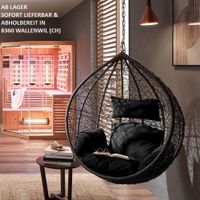 Polyrattan Hängesessel CUBA SCHWARZ - Nur Korb + Kissen