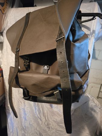 Rucksack braun Leder und Stoff gebraucht