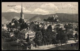 AK Burgdorf, Ortsansicht mit Kirche und Schloss