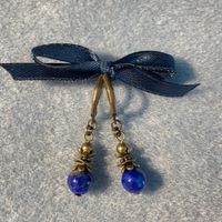 NEU/RAR: Lapislazuli Ohrringe antik Messing Vintage Optik